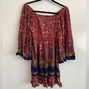 Angie Bohemian Bell Sleeve Mini Dress